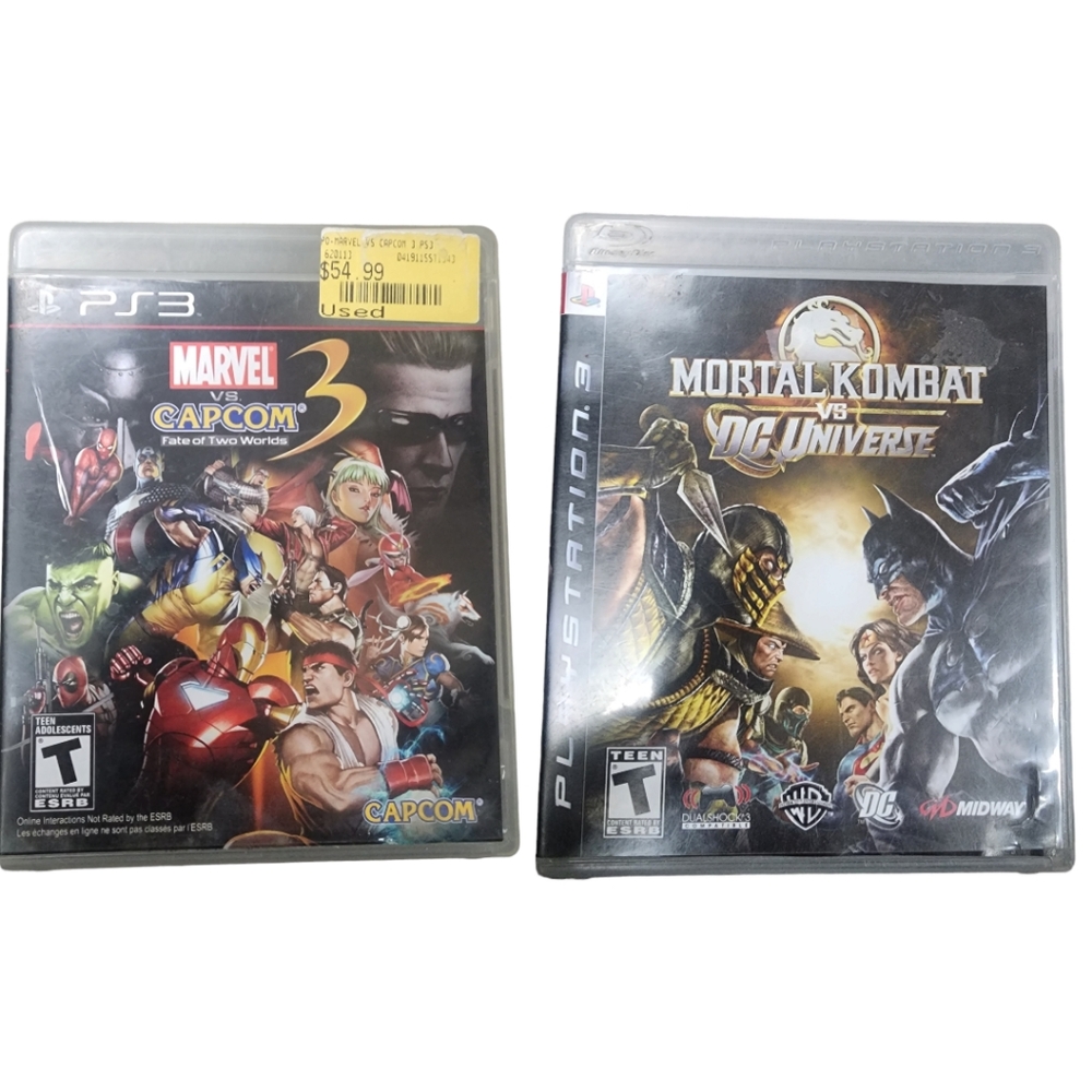 Pair of PS3 fighting games Marvel vs Capcom 3 and Mortal Kombat vs DC Universe